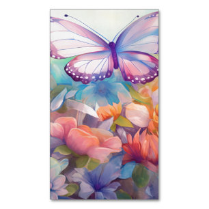 Watercolor Butterfly Floral Design Magnetic Business Card