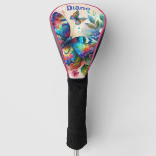 Watercolor Butterfly Floral Garden Personalized Golf Head Cover