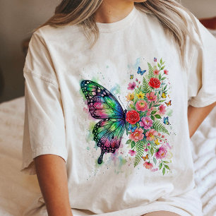 Watercolor Butterfly & Floral Tri-Blend Shirt