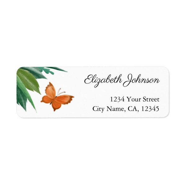 Watercolor Butterfly Foliage Return Address Labels