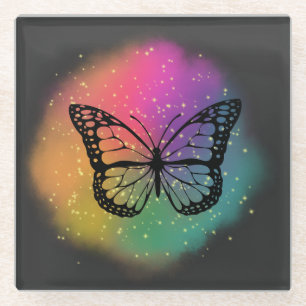 Watercolor Butterfly Glass Coaster