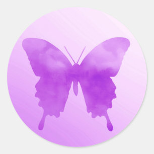 Watercolor Butterfly - Lavender and Violet Classic Round Sticker