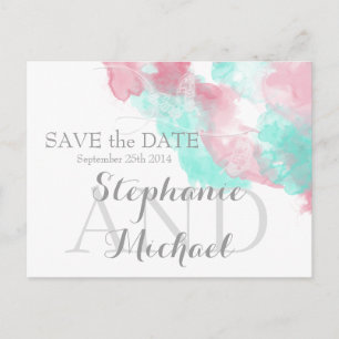 Watercolor Butterfly Minted Blush Save the Date Announcement Postcard