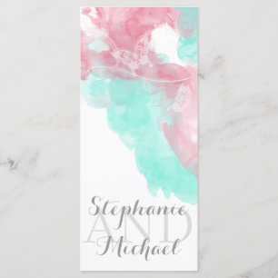 Watercolor Butterfly Minted Blush Wedding Program