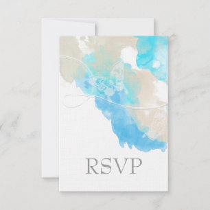 Watercolor Butterfly Ocean Shore RSVP Card