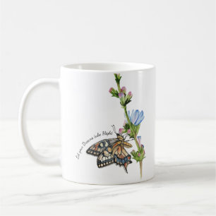 Watercolor butterfly on a chicory flower coffee mug