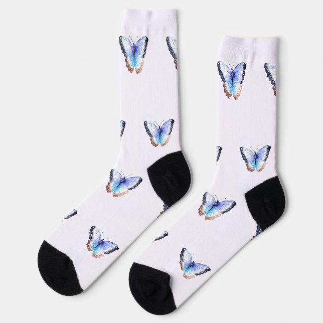 Watercolor Butterfly Pattern Socks (Left)