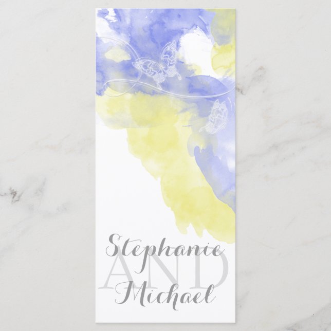 Watercolor Butterfly Periwinkle Lemon Program Rack (Front)