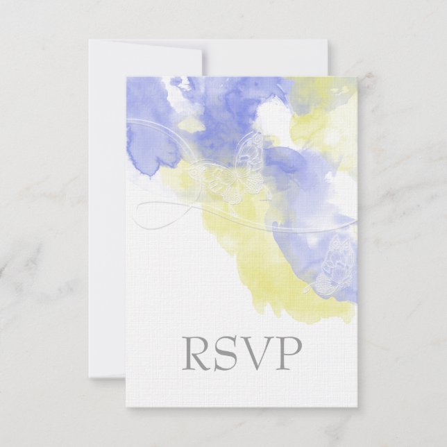 Watercolor Butterfly Periwinkle Lemonade RSVP (Front)