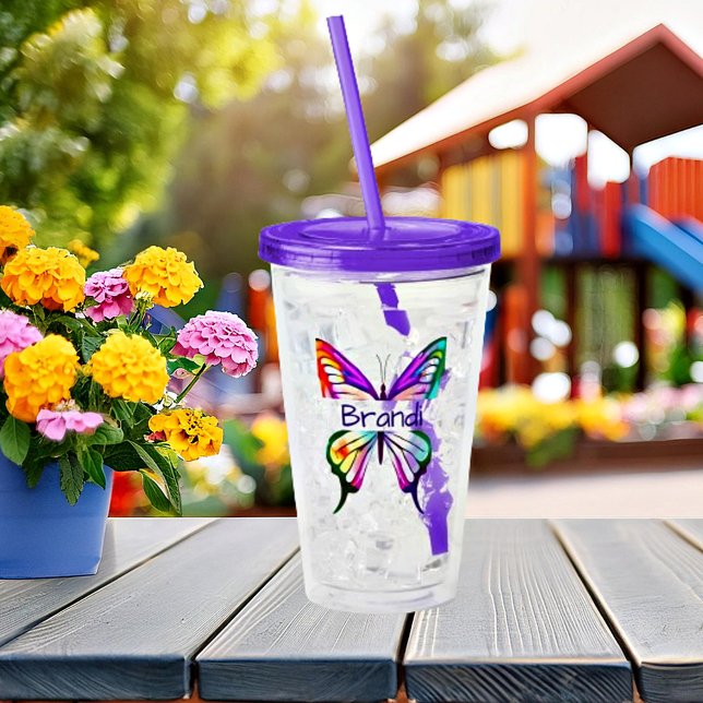 Watercolor butterfly personalized acrylic tumbler (Creator Uploaded)