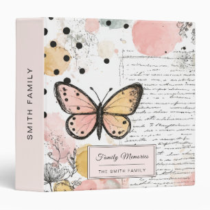 Watercolor Butterfly Pink Gold Boho Nature Art (1) Binder
