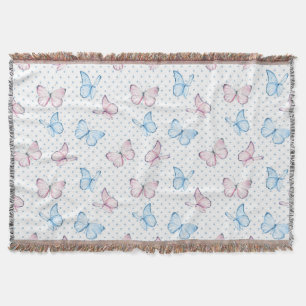 watercolor butterfly polka dot pattern throw blanket