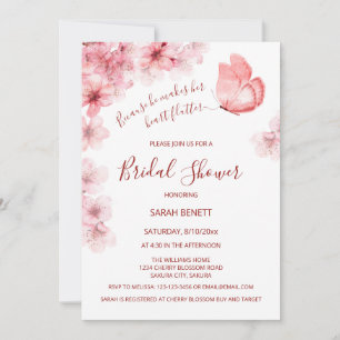 Watercolor Butterfly   QR Code Bridal Shower Invitation
