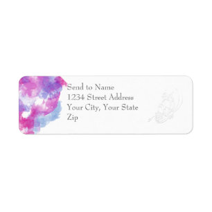 Watercolor Butterfly Raspberry Bliss Address label