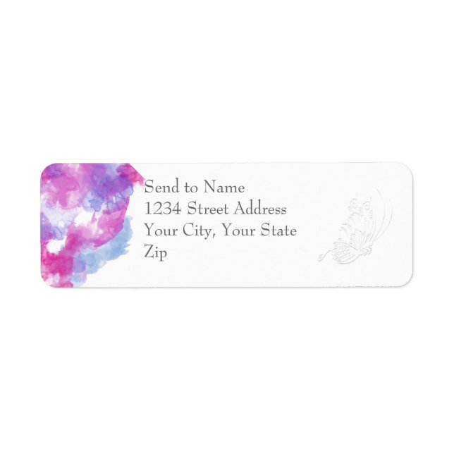 Watercolor Butterfly Raspberry Bliss Address label (Front)