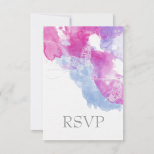 Watercolor Butterfly Raspberry Bliss RSVP Card