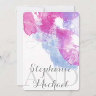 Watercolor Butterfly Raspberry  Wedding Invitation