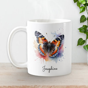 Watercolor Butterfly Red Admiral Personalized Mug