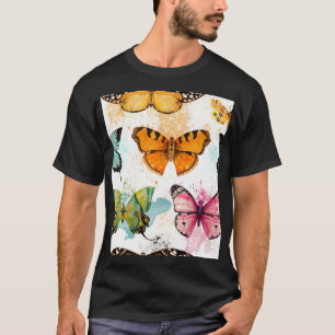 Watercolor Butterfly Seamless Delicate Pattern T-Shirt
