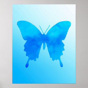 Watercolor Butterfly - Shades of Sky Blue Poster