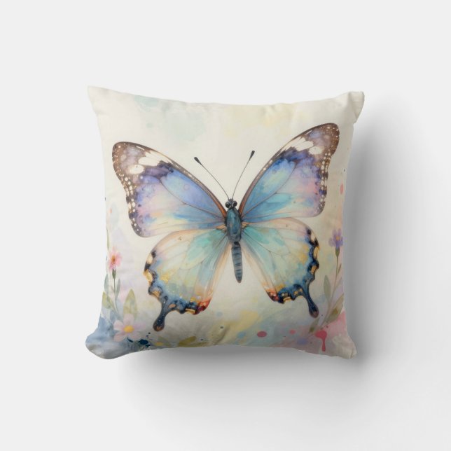 Watercolor Butterfly  Throw Pillow (Front)