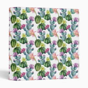 Watercolor Cacti Art Pattern Binder