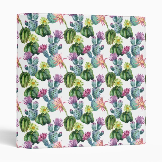 Watercolor Cacti Art Pattern Binder (Front/Spine)