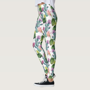 Watercolor Cacti Art Pattern Leggings