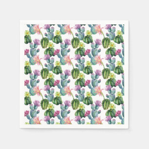Watercolor Cacti Art Pattern Napkin