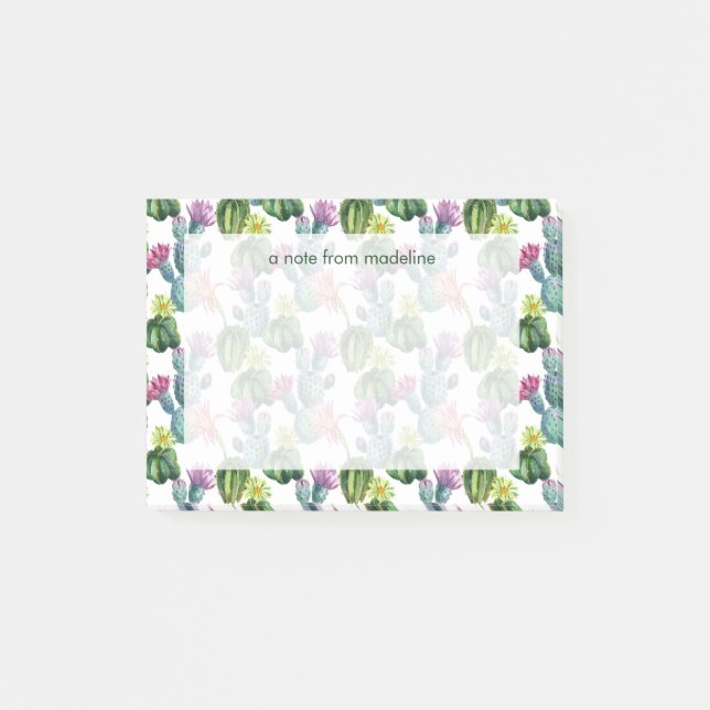 Watercolor Cacti Art Pattern Post-it Notes (Front)