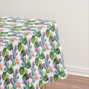 Watercolor Cacti Art Pattern Tablecloth
