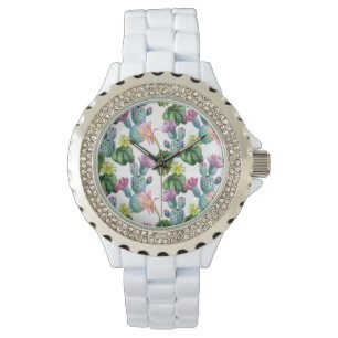 Watercolor Cacti Art Pattern Watch