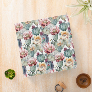 Watercolor Cacti Blooming Succulents Binder
