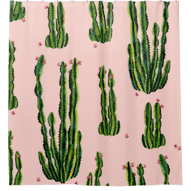 Watercolor Cacti: Blossoming Seamless Pattern (Front)