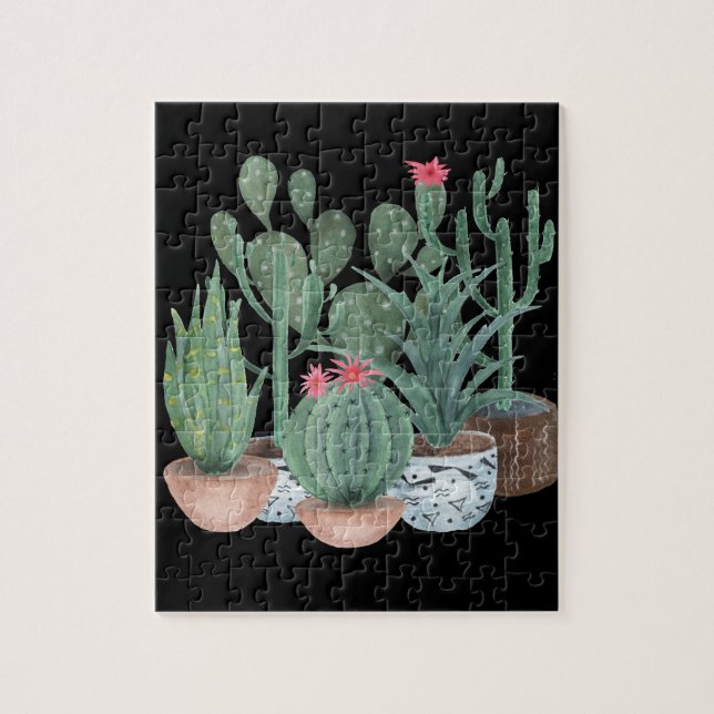 Watercolor cacti. jigsaw puzzle (Vertical)