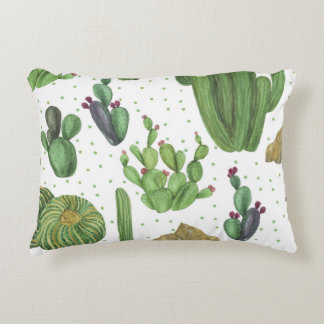 Watercolor cacti, seamless natural pattern. accent pillow