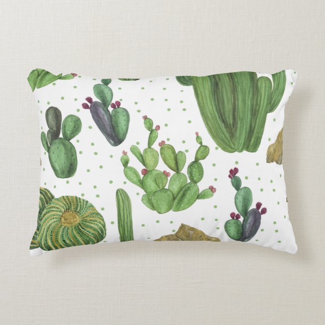 Watercolor cacti, seamless natural pattern. accent pillow (Front)