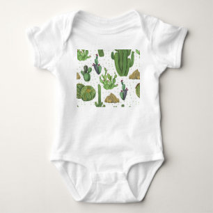 Watercolor cacti, seamless natural pattern. baby bodysuit