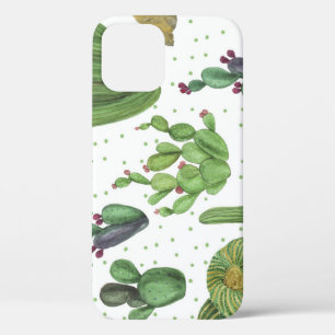 Watercolor cacti, seamless natural pattern. iPhone 12 case