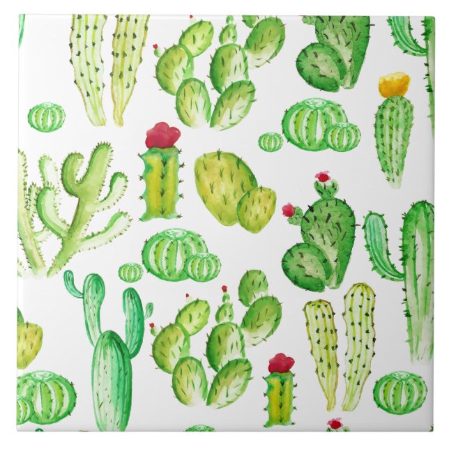 Watercolor Cacti Tile (Front)