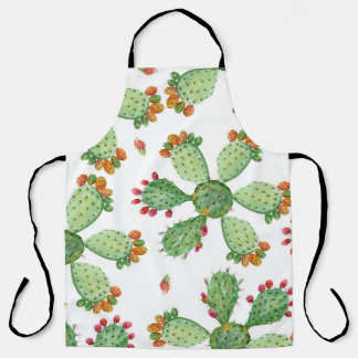 Watercolor Cacti: Tropical Garden Pattern. Apron