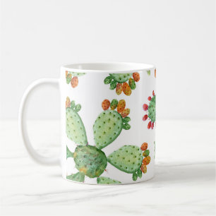 Watercolor Cacti: Tropical Garden Pattern. Coffee Mug