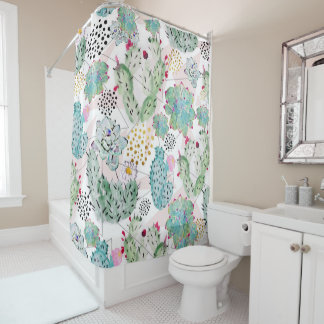 watercolor cactus and triangles pattern