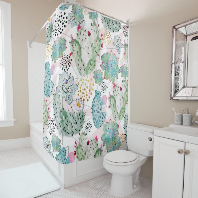 watercolor cactus and triangles pattern (In Situ)