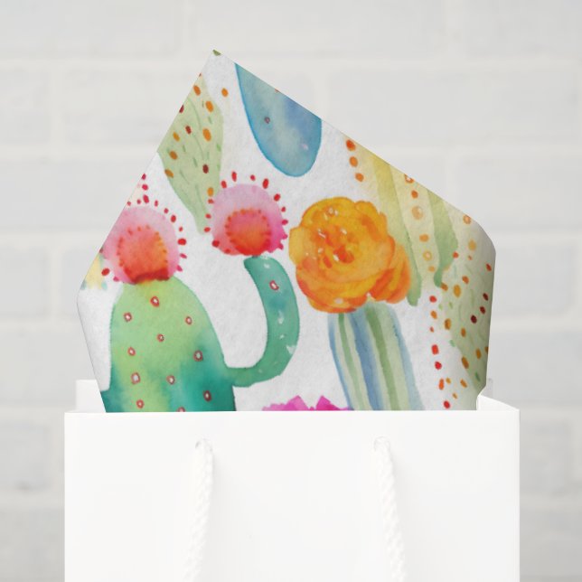 Watercolor Cactus Art Desert Colourful Southwest Tissue Paper (Gift Bag)