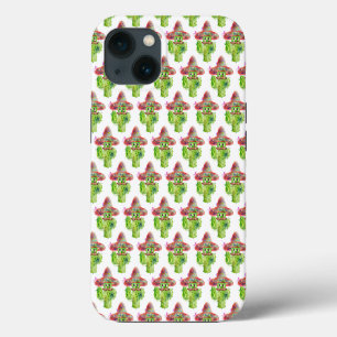 Watercolor Cactus Art Moustache Hat Eyes Fun iPhone 13 Case