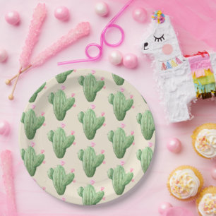 Watercolor Cactus Bridal Shower Paper Plate
