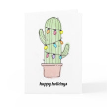 Watercolor Cactus Christmas Card