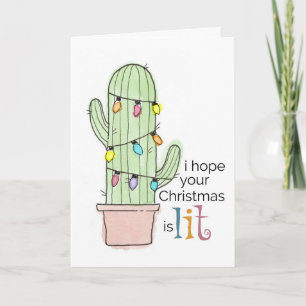 Watercolor Cactus Christmas Card