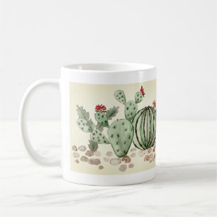 watercolor, cactus coffee mug